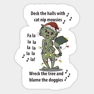 Christmas Carol Singer Cats Caroler for Cat Lovers Sticker